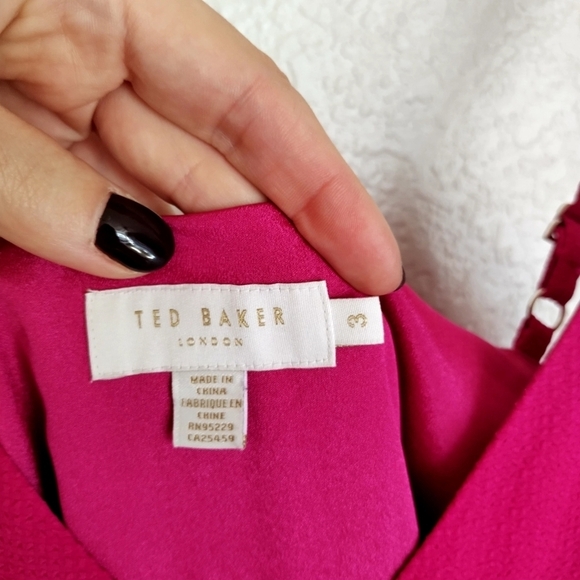 Ted Baker London Luaan Button Through Cami Dress Fuchsia sz 3/ L - Picture 6 of 10